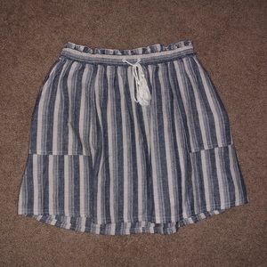 Blue and gray striped skirt